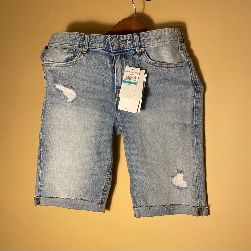 NWT Boys Calvin Klein Denim Jean Shorts Slim fit size 16